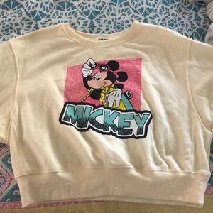yellow retro minnie crop top sweatshirt